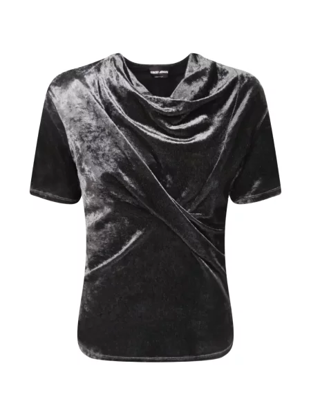 Tricou Giorgio Armani de catifea drapate gri