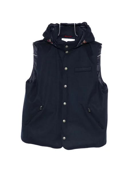 Vestă Brunello Cucinelli cu glugă albastru