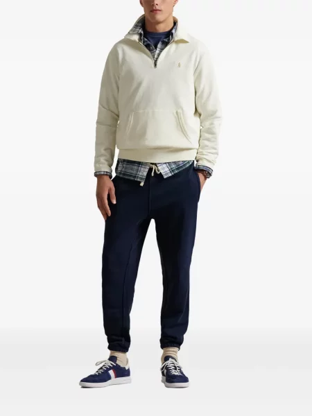Tricou Polo Ralph Lauren din piele cu broderie în carouri maro