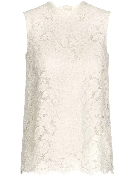 Top Dolce & Gabbana cu model floral din dantelă alb