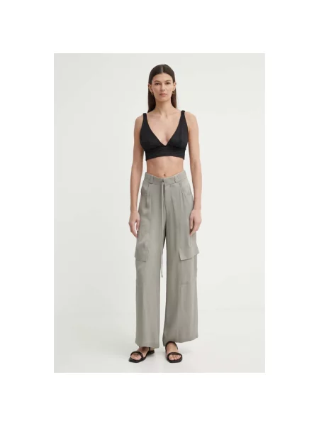 AERON spodnie OPAL szerokie high waist szary