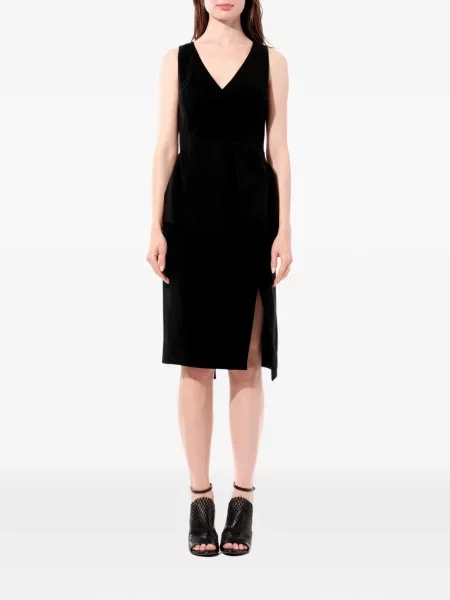 Αμάνικη μίντι φόρεμα Balenciaga με λαιμόκοψη v μαύρο