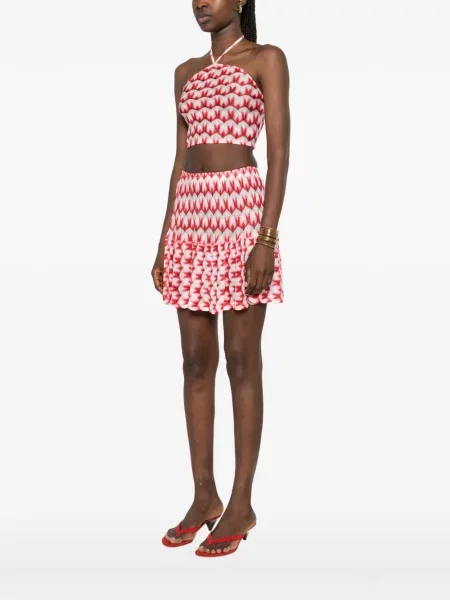 Плетен топ Missoni с халтер деколте червено