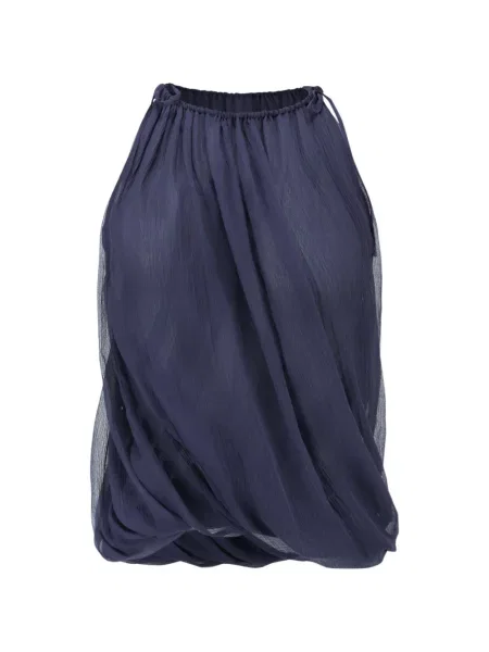 Bluzka Oude Waag bez rękawów drapowana niebieska