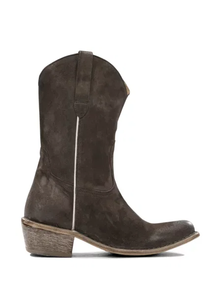 Botine Moma din piele de căprioară maro