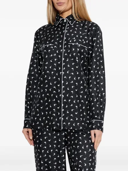 Cămașă Moschino de mătase cu imagine negru