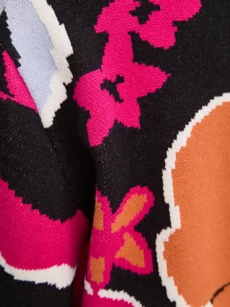 Pulover Desigual cu model floral cu imagine cu decolteu rotund negru