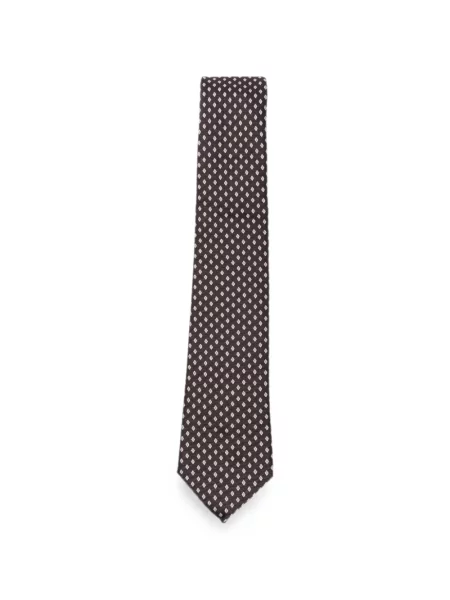 Cravată Emporio Armani de mătase cu imprimeu geometric maro