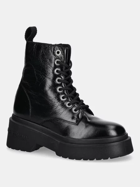 Tommy Jeans Ghete cu șireturi negru