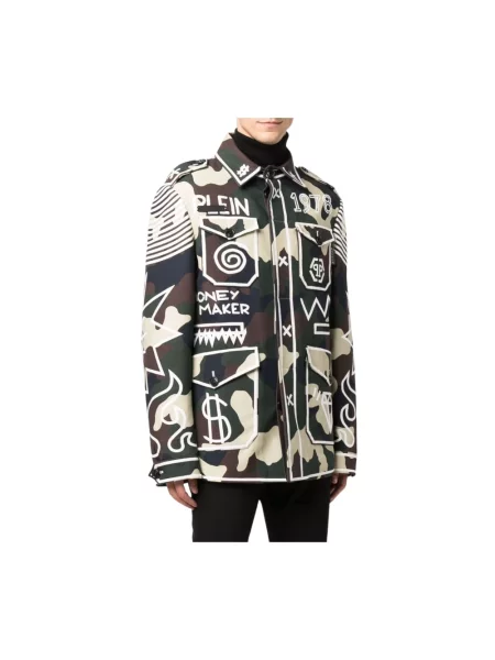 Parka Philipp Plein w kamuflażu zielona