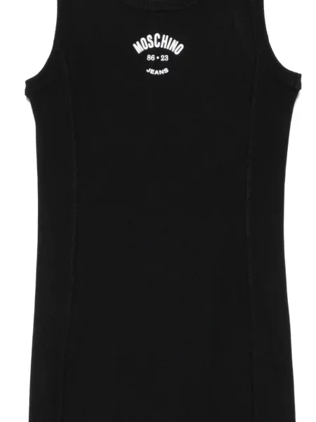 Костюм дънкова рокля Moschino Jeans бродирана черно