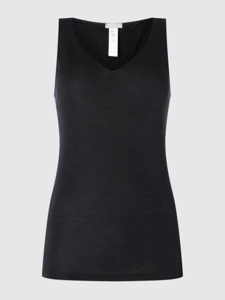 Podkoszulka z wełny merino i jedwabiu model ‘Woolen Silk’ Hanro czarna