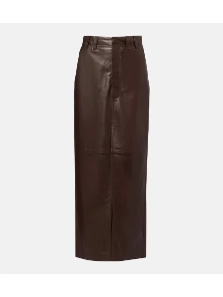 Fustă din piele Brunello Cucinelli maro