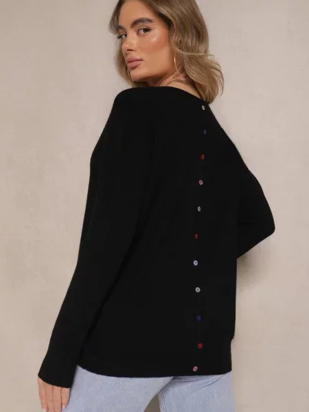 Sweter z Kaszmirem Ozdobiony Saniswena czarny
