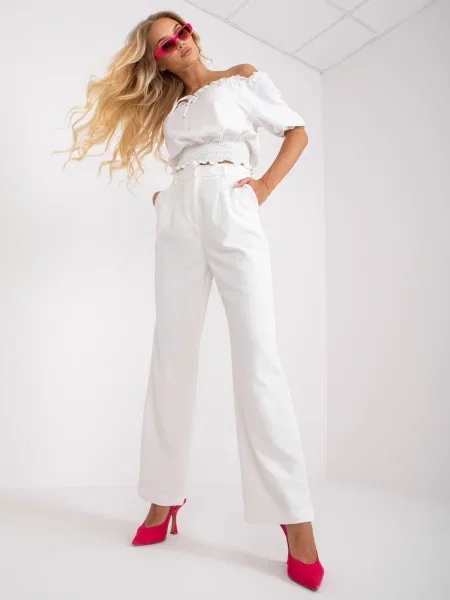 Pantaloni Fashionhunters alb