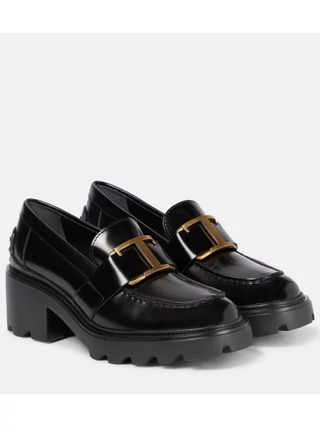 Pantofi loafer Tod's din piele cu platformă negru