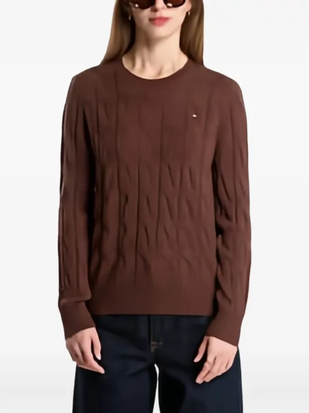 Vuneni džemper Tommy Hilfiger smeđa