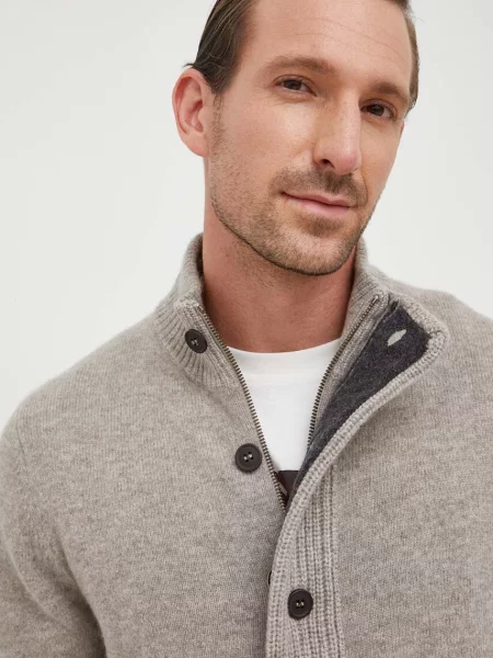 Шерстяной кардиган Barbour серый