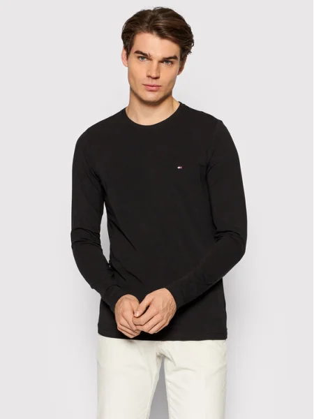 Tommy Hilfiger Тениска с дълъг ръкав Stretch Tee черен