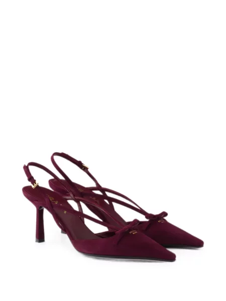 Pantofi cu toc Prada din piele de căprioară slingback violet