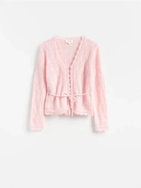 Reserved Cardigan cu adaos de mohair roz-pastel roz