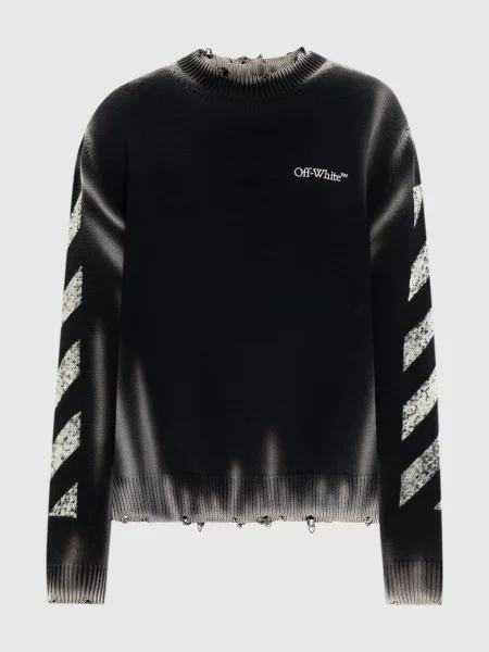 Светр Diag Corrosion з проріхами Off-white чорний