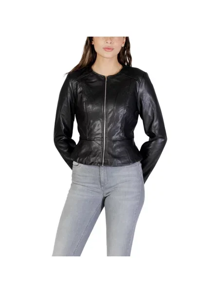 Kožená bunda Jacqueline De Yong černá