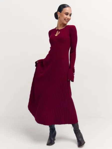 Сукня максі Lilove бавовна/акрил бордовий