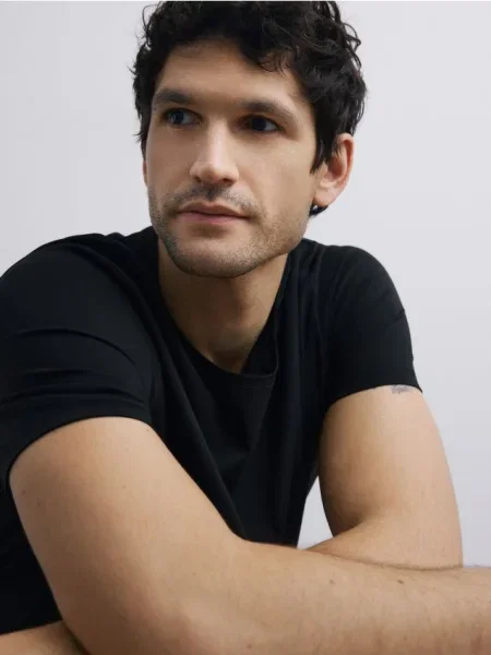 Reserved Tricou cu conținut ridicat de mercerizat negru