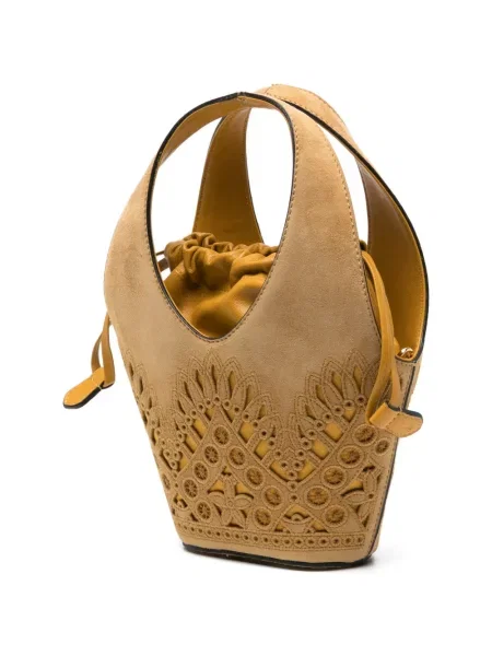 Geantă shopper Alberta Ferretti din piele de căprioară maro