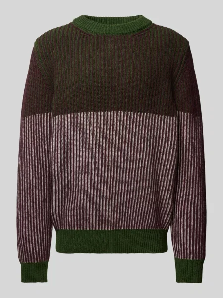 Sweter z dzianiny z okrągłym dekoltem Thinking Mu zielony