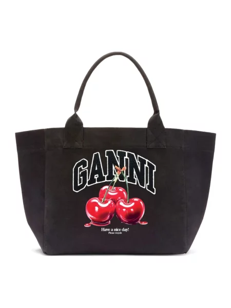 Ganni Torebki Kobieta ONE SIZE Średnia Torba Tote Cherry czarny