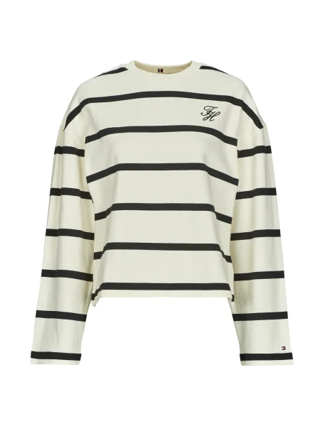 Pulover Tommy Hilfiger din material terry alb