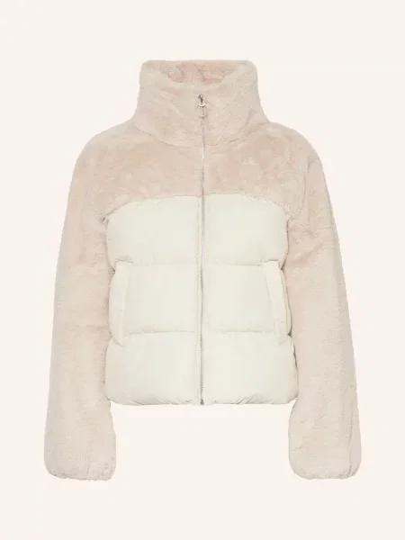 Only Kurtka Pikowana Z Mieszanki Materiałów Ze Sztucznym Futrem beige beżowa