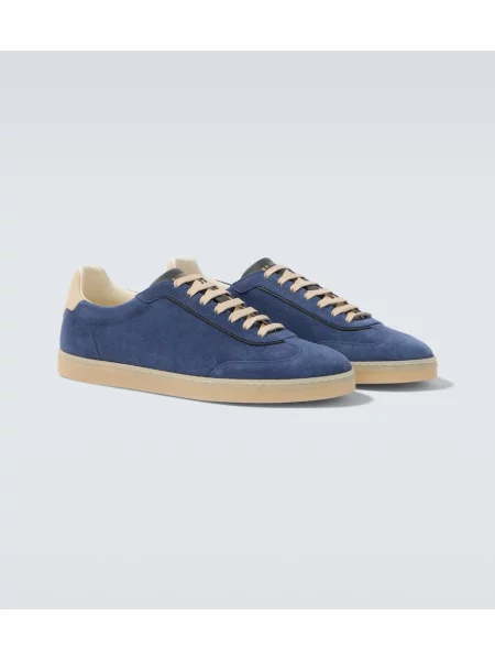 Sneakerși Brunello Cucinelli din piele de căprioară albastru
