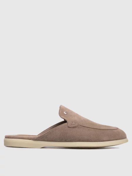 Замшеві мюлі з емблемою Stefano Ricci коричневі