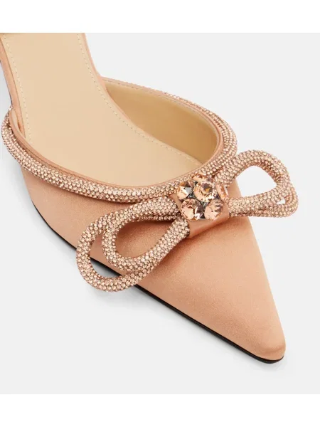 Pantofi cu toc Mach & Mach cu funde din satin bej