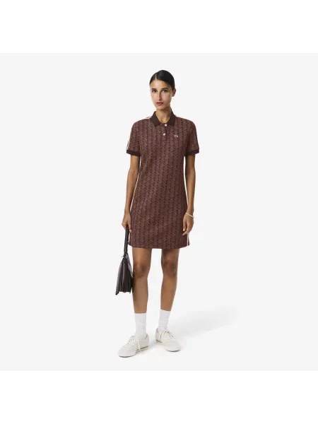 Lacoste Sukienka Polo O Dopasowanym Kroju Z Żakardowym Monogramem fioletowa