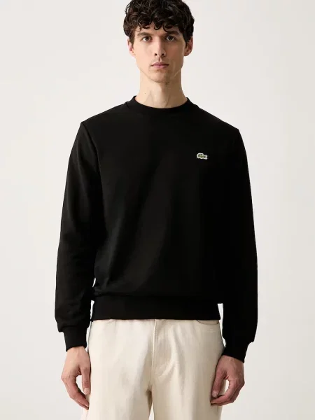 Geacă Lacoste din fleece clasică negru