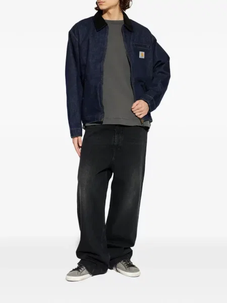 Manšestrová s límcem bunda Carhartt Wip modrá