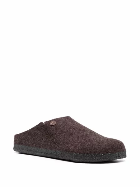 Papuci tip mules Birkenstock din fetru maro