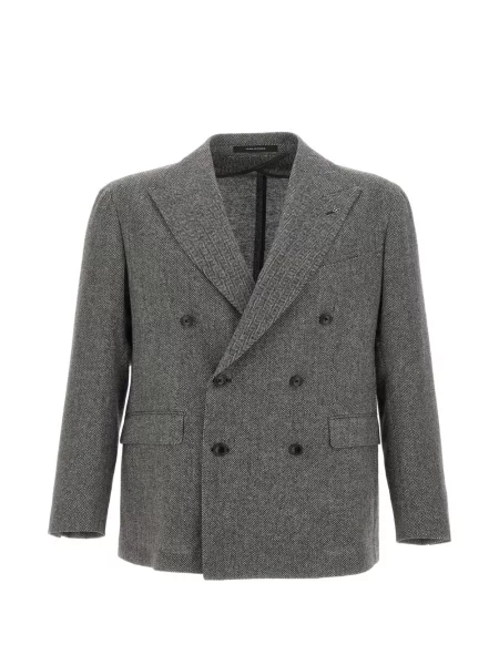 Sacou Tagliatore cu model herringbone cu două rânduri de nasturi gri