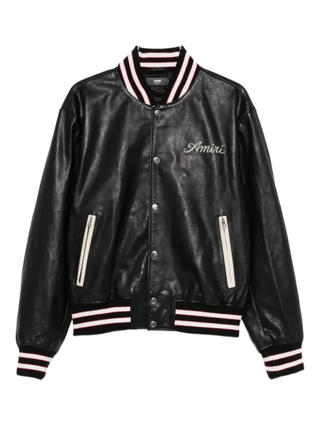 Geanta de piele Amiri cu broderie negru