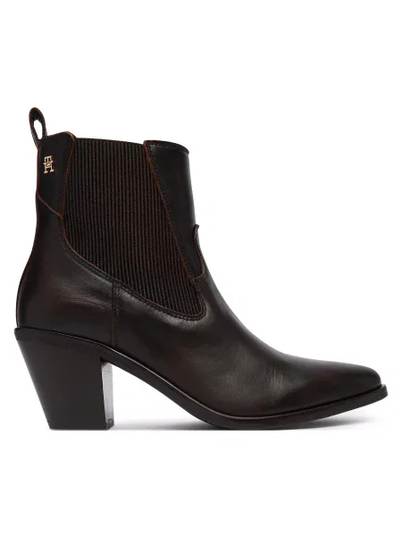 Polokozačky Tommy Hilfiger Leather Western Chelsea Boot hnědá