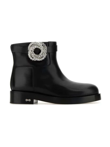 Buty do kostki Mach & Mach skórzane z nadrukiem galaktyka czarne