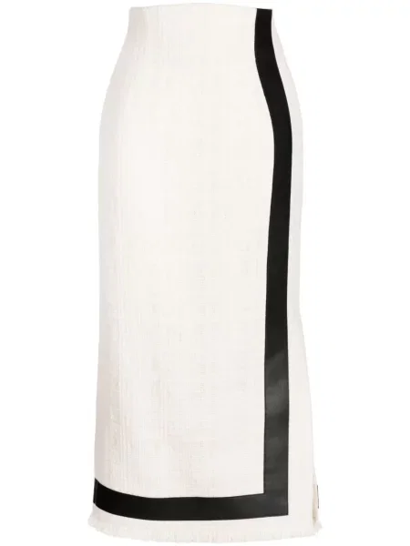 Spódnica Mame Kurogouchi z wysoką talią tweedowa biała