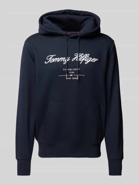 Tommy Hilfiger bluza granatowy z kapturem z aplikacją niebieska