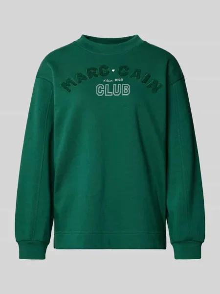 Bluza o kroju relaxed fit z detalem z logo Marc Cain zielona