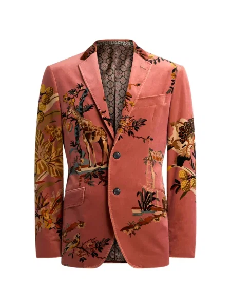 Geacă Etro de catifea cu model floral cu imagine roz
