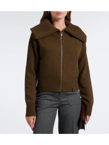 Cardigan Victoria Beckham de lână verde